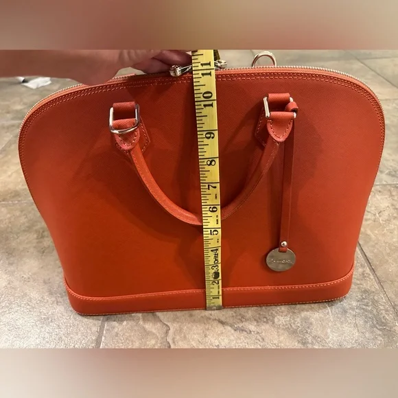 Pulicati Orange Brown Genuine Italian Leather Alma Bag Purse - Picture 3 of 6